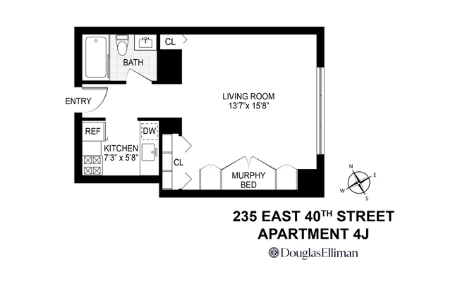 Studio, 1 bath, 400 sqft, $3,500, Unit 4J