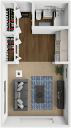 Studio, 1 bath, 290 sqft, $800