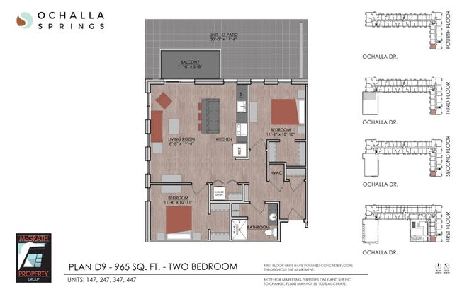 2 beds, 1 bath, 965 sqft, $2,165, Unit 447