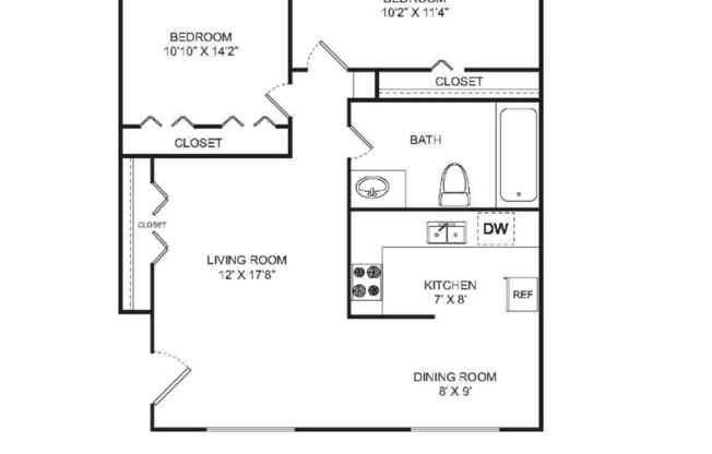 2 beds, 1 bath, 900 sqft, $1,049, Unit 361-21-7A
