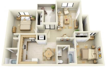 2 beds, 2 baths, 875 sqft, $1,800