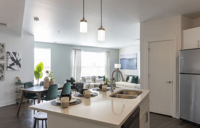 Kitchen Island at The Whit Apartments, Indianapolis, IN, 46204