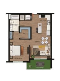 1 bed, 1 bath, 669 sqft, $1,483