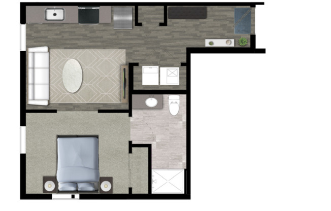 1 bed, 1 bath, 496 sqft, $1,125, Unit 622