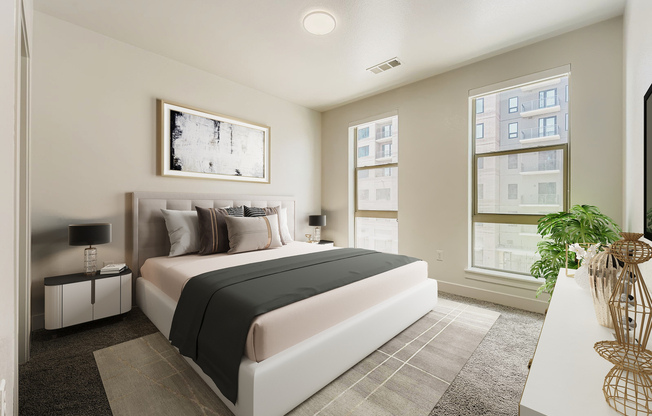 Plan B3: spacious bedroom with large windows