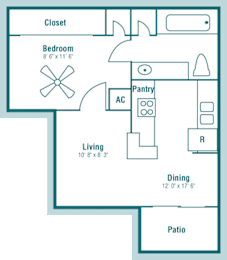 1 bed, 1 bath, 474 sqft, $757