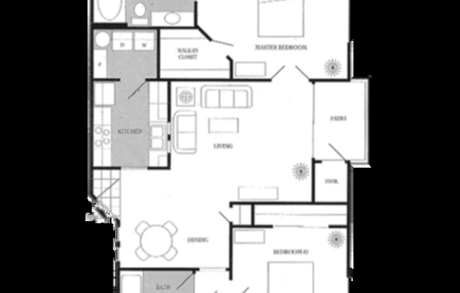 2 beds, 2 baths, 1,046 sqft, $1,435