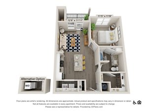 1 bed, 1 bath, 677 sqft, $1,300