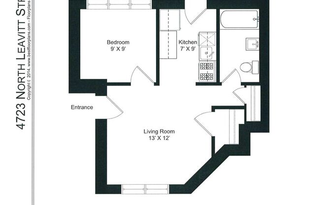 1 bed, 1 bath, 475 sqft, $1,795, Unit 4723-2