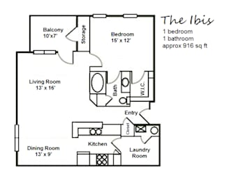 1 bed, 1 bath, 916 sqft, $1,231