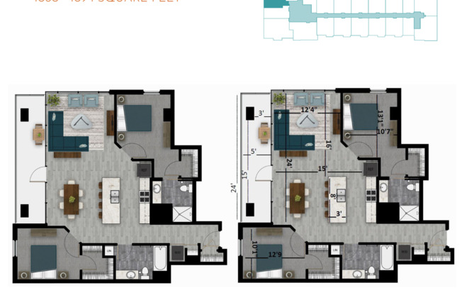 2 beds, 2 baths, 1,080 sqft, $2,895, Unit 0403