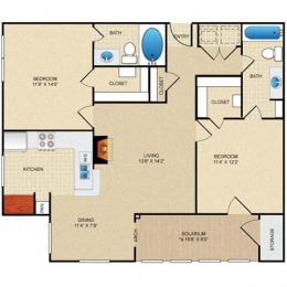 2 beds, 2 baths, 1,176 sqft, $1,584