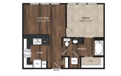 1 bed, 1 bath, 647 sqft, $2,742