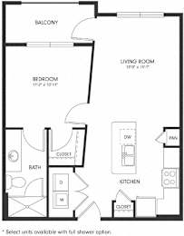 1 bed, 1 bath, 612 sqft, $1,090
