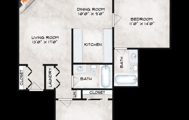 2 beds, 2 baths, 971 sqft, $1,505