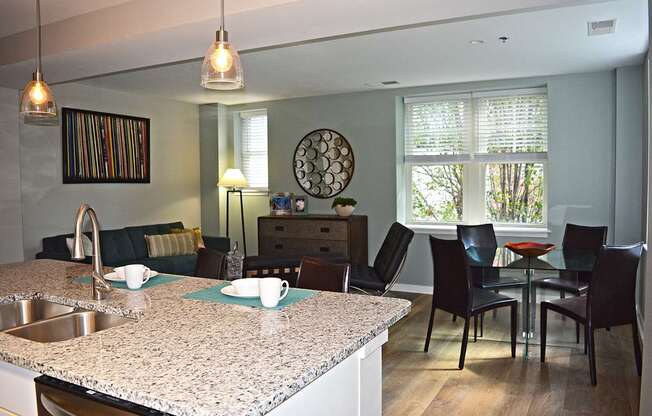 kitchen with dining table and four chairs at Residences at Forest Park, Saint Louis, Missouri