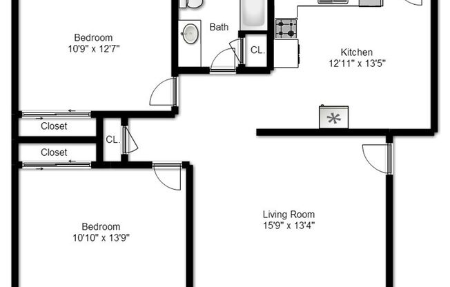 2 beds, 1 bath, 903 sqft, $1,170, Unit K-7