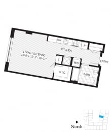 Studio, 1 bath, 560 sqft, $1,963