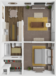1 bed, 1 bath, 546 sqft, $740