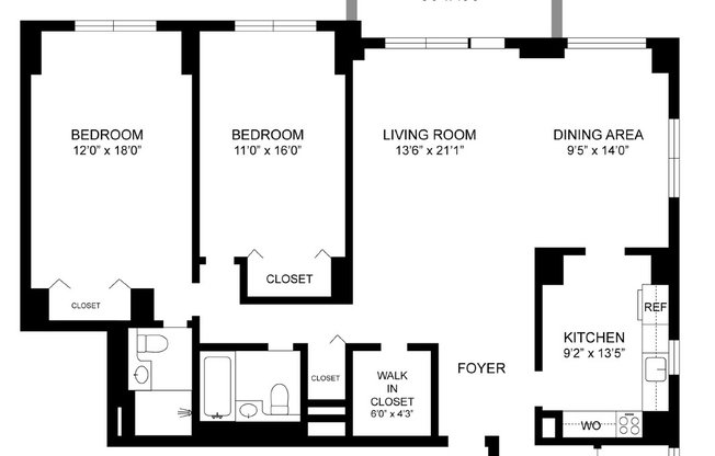 2 beds, 2.5 baths, 1,265 sqft, $4,400