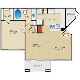1 bed, 1 bath, 736 sqft, $1,144