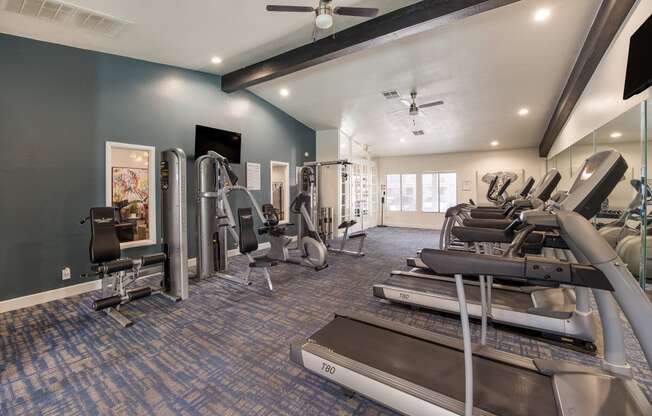 Gym with treadmills and other cardio equipment at 2900 Lux Apartment Homes, Nevada