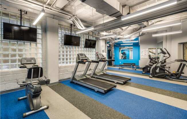 Fitness center with treadmills and machines at Diplomat, Washington, 20009