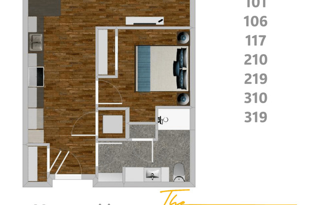 Studio, 1 bath, 595 sqft, $1,335, Unit 323