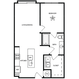 1 bed, 1 bath, 756 sqft, $1,713