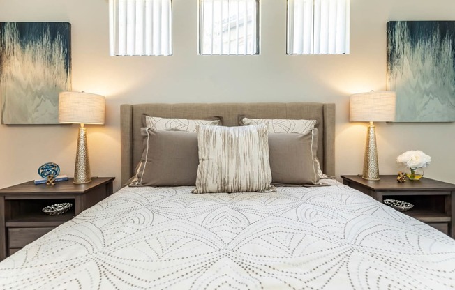 Bedroom with lights at The Paseo by Picerne, Goodyear, Arizona