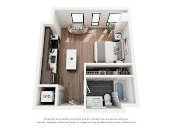 Studio, 1 bath, 437 sqft, $1,211