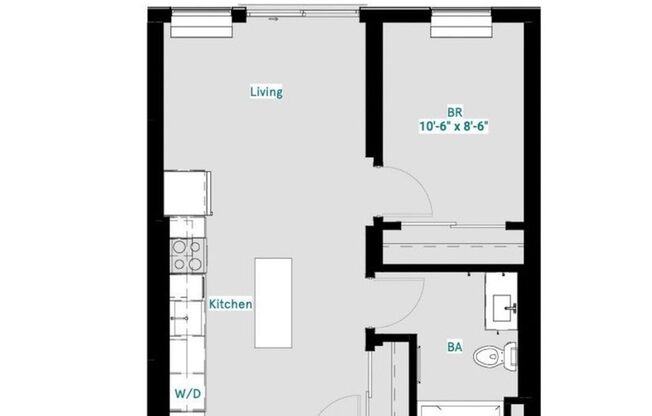 1 bed, 1 bath, 555 sqft, $1,245, Unit 406