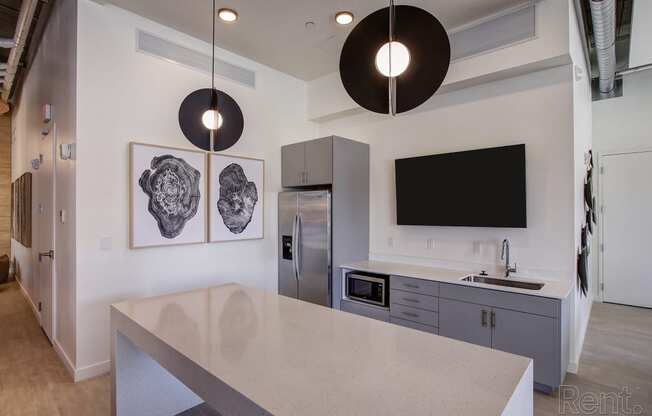 clubhouse kitchen at Paperbox Lofts, Utah