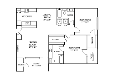 2 beds, 2 baths, 1,094 sqft, $1,399