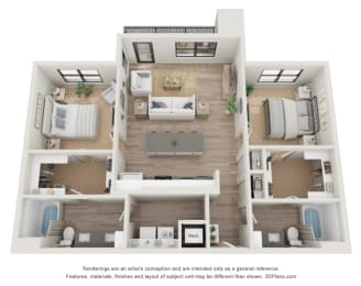 2 beds, 2 baths, 1,175 sqft, $1,935