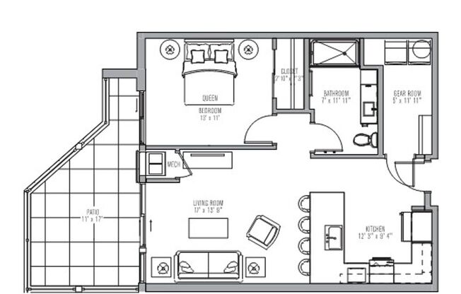 1 bed, 1 bath, 797 sqft, $1,495, Unit 118