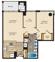 1 bed, 1 bath, 848 sqft, $3,205