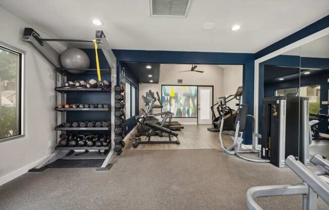 fitness center at Elevate at Discovery Park