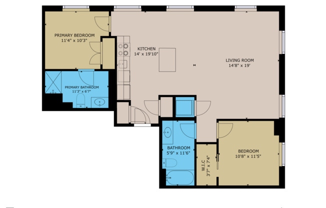 2 beds, 2 baths, 1,189 sqft, $1,560, Unit #603