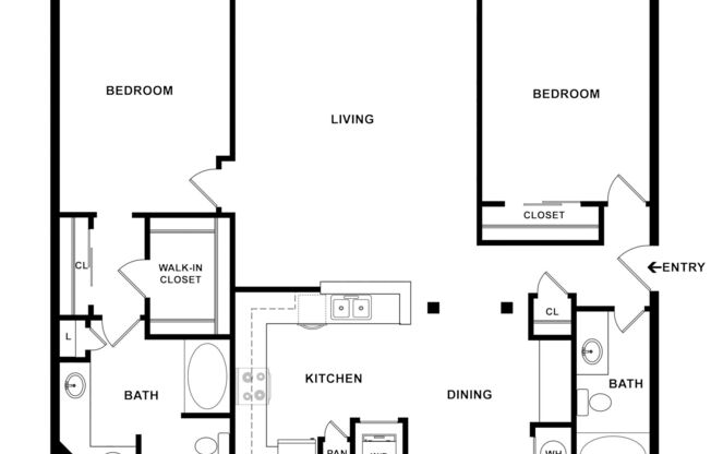 2 beds, 2 baths, 1,344 sqft, $1,750