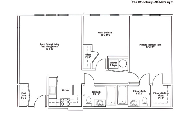 2 beds, 2 baths, 965 sqft, $2,300
