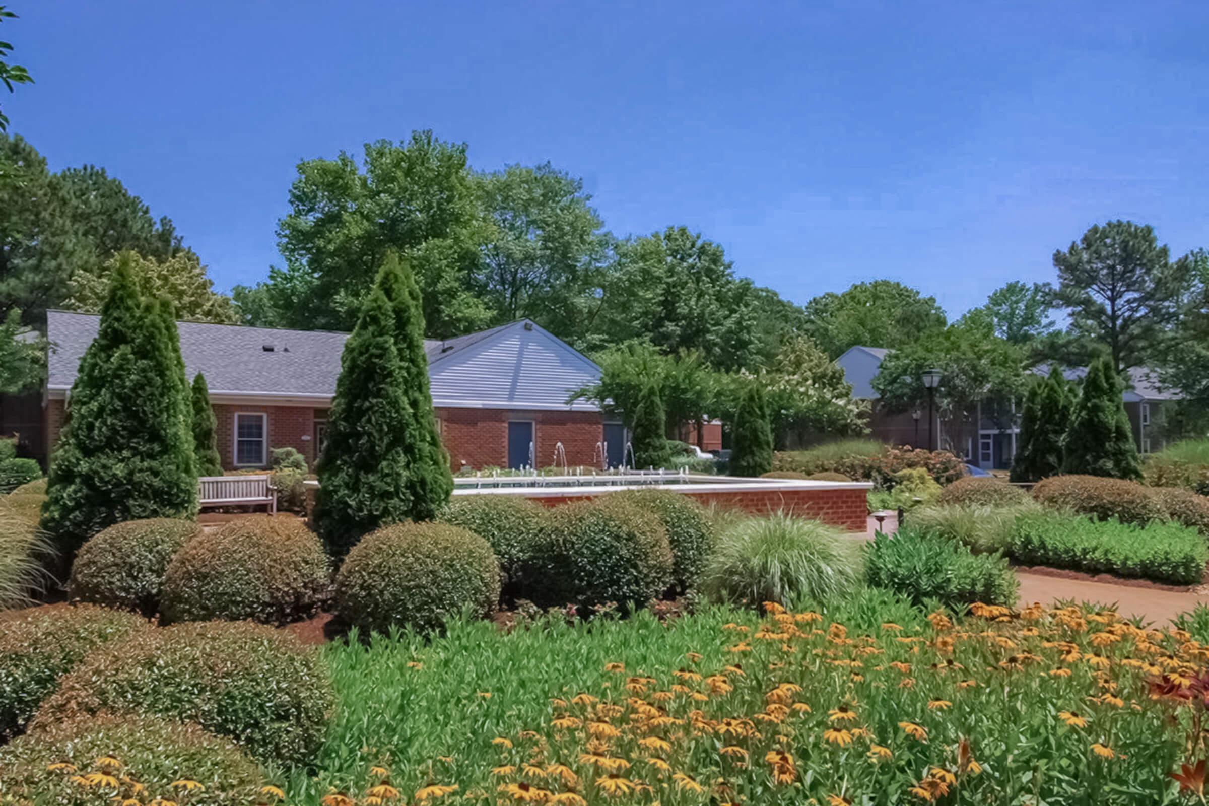 a garden in front of a house