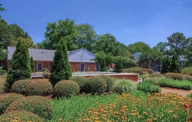 a garden in front of a house