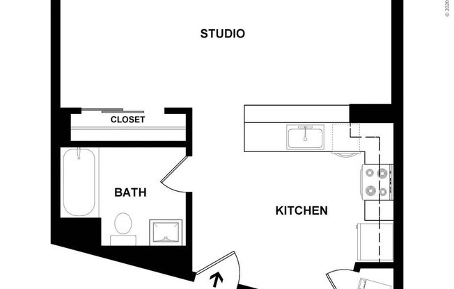 Studio, 1 bath, 600 sqft, $2,385