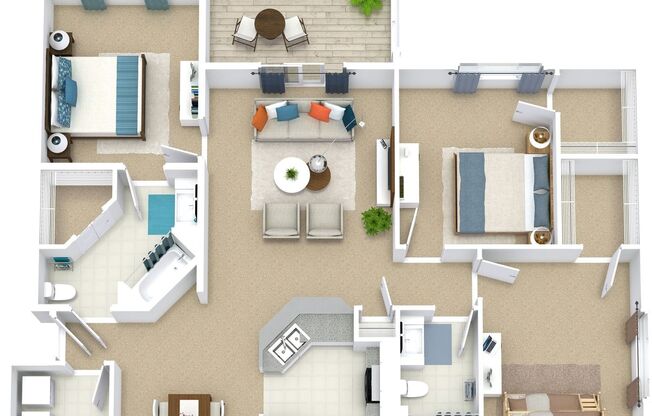 3 beds, 2 baths, 1,219 sqft, $1,793, Unit 30-308