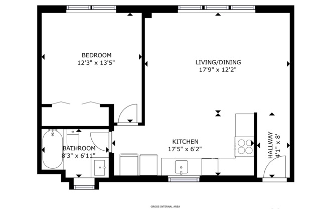 1 bed, 1 bath, 621 sqft, $1,375, Unit 12