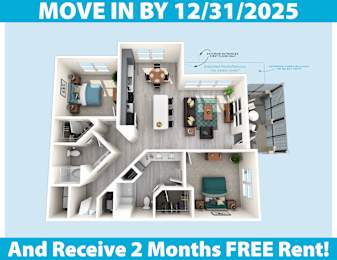 2 beds, 2 baths, 1,166 sqft, $2,435