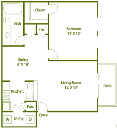 1 bed, 1 bath, 631 sqft, $775