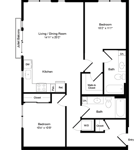 2 beds, 2 baths, 980 sqft, $2,904, Unit 604