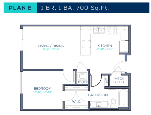 1 bed, 1 bath, 700 sqft, $1,750